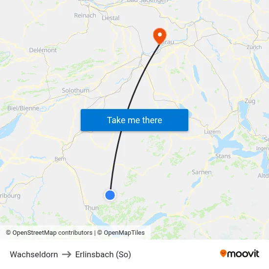 Wachseldorn to Erlinsbach (So) map
