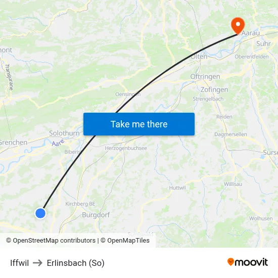 Iffwil to Erlinsbach (So) map