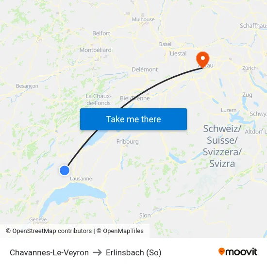 Chavannes-Le-Veyron to Erlinsbach (So) map