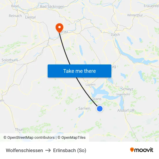 Wolfenschiessen to Erlinsbach (So) map