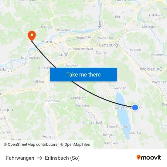 Fahrwangen to Erlinsbach (So) map