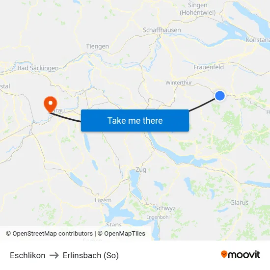 Eschlikon to Erlinsbach (So) map