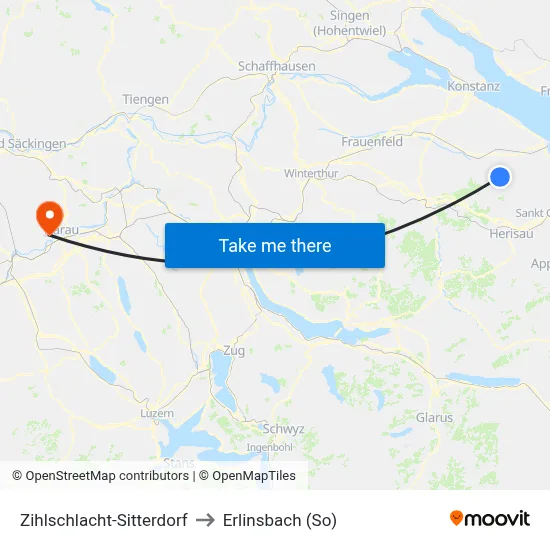 Zihlschlacht-Sitterdorf to Erlinsbach (So) map