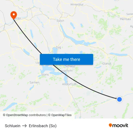 Schluein to Erlinsbach (So) map