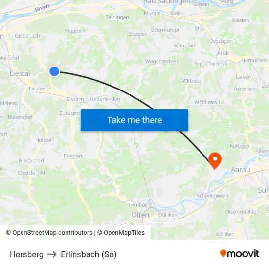 Hersberg to Erlinsbach (So) map