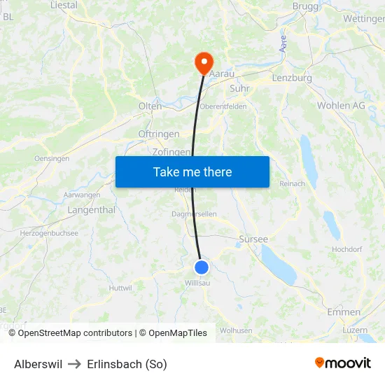 Alberswil to Erlinsbach (So) map