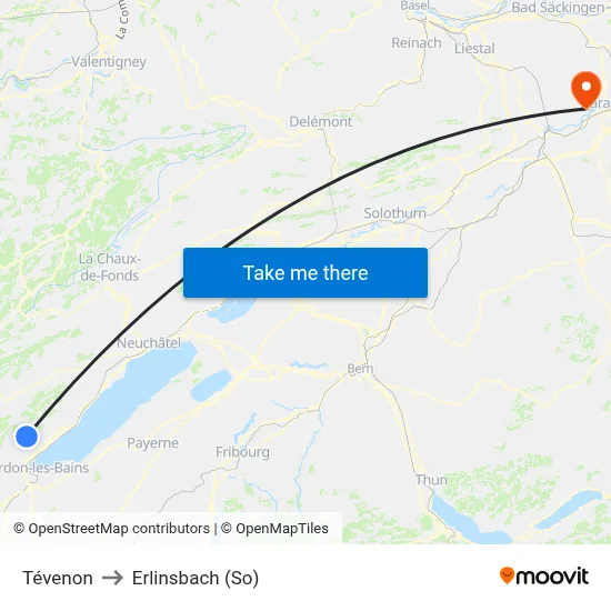 Tévenon to Erlinsbach (So) map