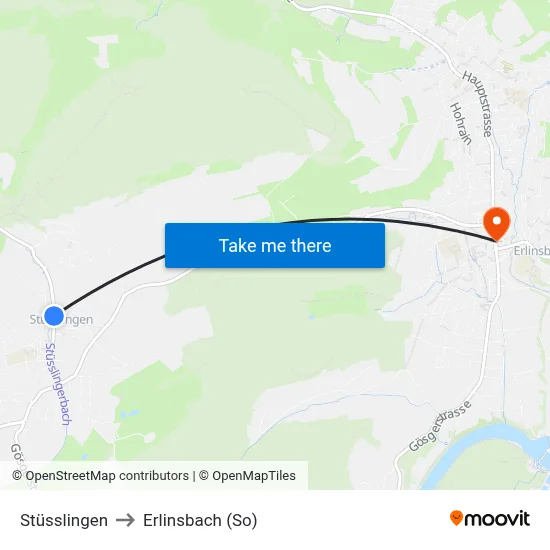 Stüsslingen to Erlinsbach (So) map
