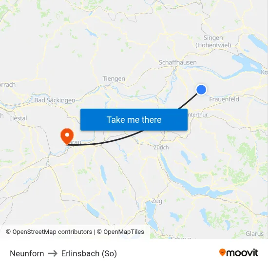 Neunforn to Erlinsbach (So) map