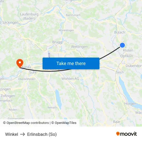 Winkel to Erlinsbach (So) map