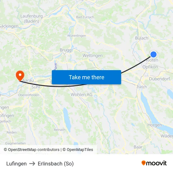 Lufingen to Erlinsbach (So) map