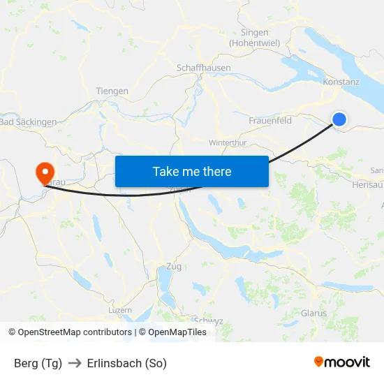 Berg (Tg) to Erlinsbach (So) map