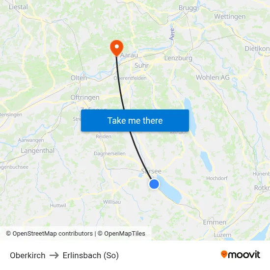 Oberkirch to Erlinsbach (So) map