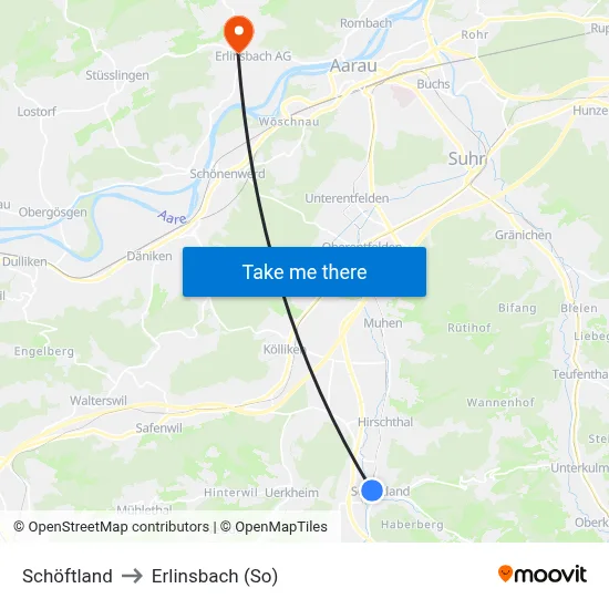 Schöftland to Erlinsbach (So) map