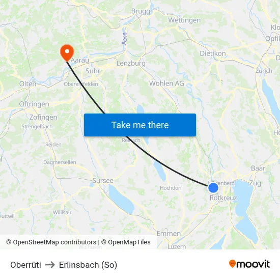 Oberrüti to Erlinsbach (So) map