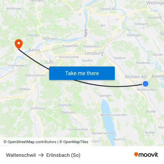 Waltenschwil to Erlinsbach (So) map