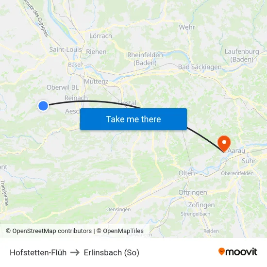 Hofstetten-Flüh to Erlinsbach (So) map