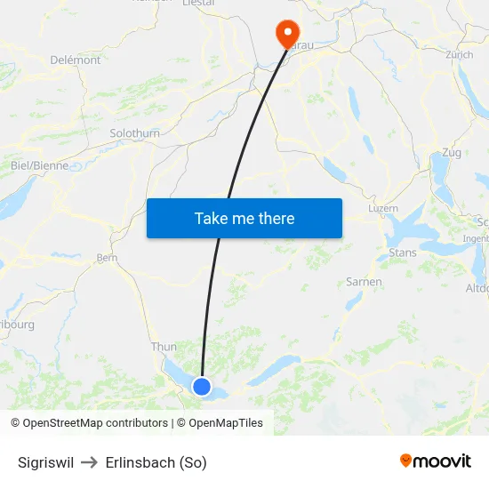 Sigriswil to Erlinsbach (So) map