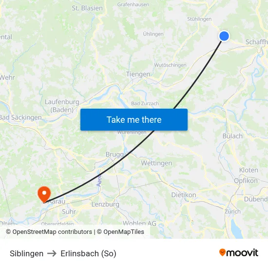 Siblingen to Erlinsbach (So) map