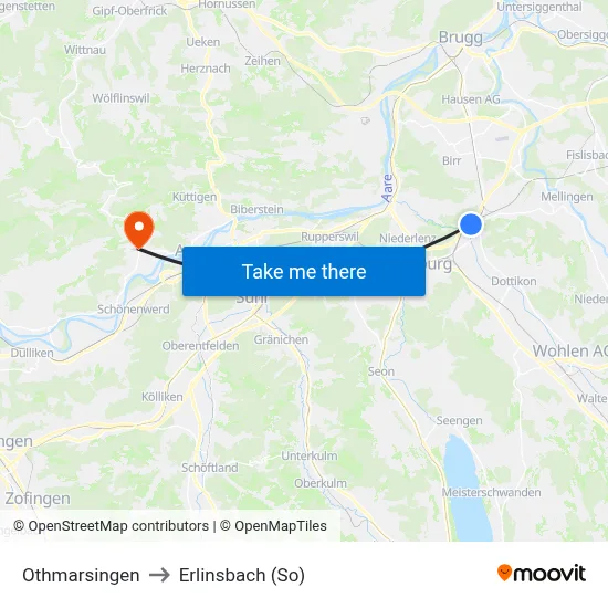 Othmarsingen to Erlinsbach (So) map