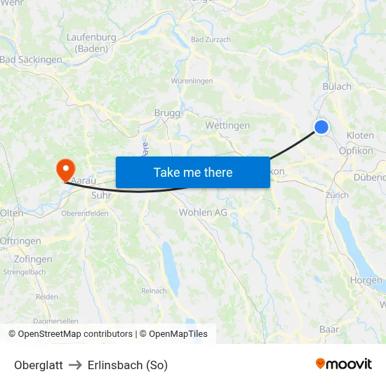 Oberglatt to Erlinsbach (So) map