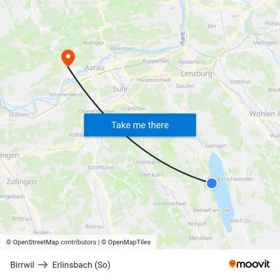 Birrwil to Erlinsbach (So) map