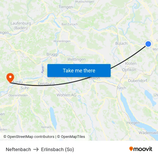 Neftenbach to Erlinsbach (So) map