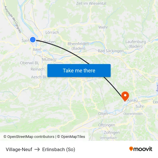 Village-Neuf to Erlinsbach (So) map