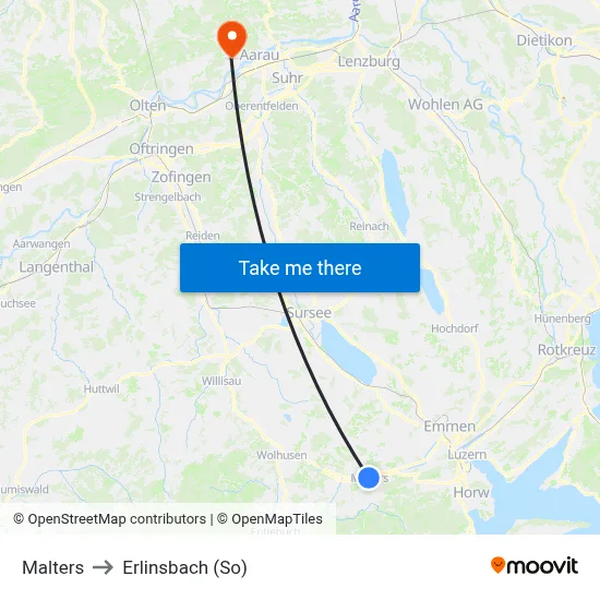 Malters to Erlinsbach (So) map