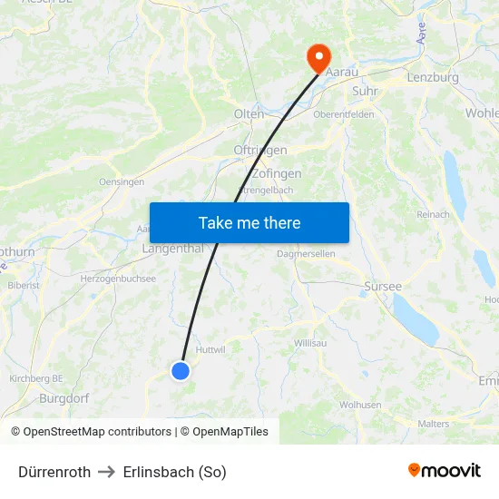 Dürrenroth to Erlinsbach (So) map