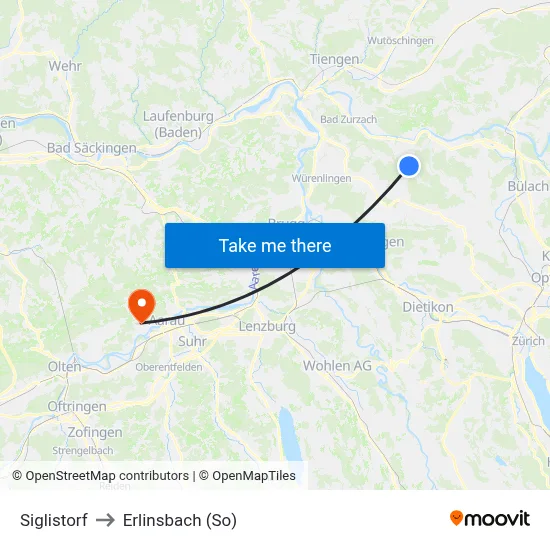 Siglistorf to Erlinsbach (So) map