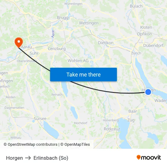 Horgen to Erlinsbach (So) map