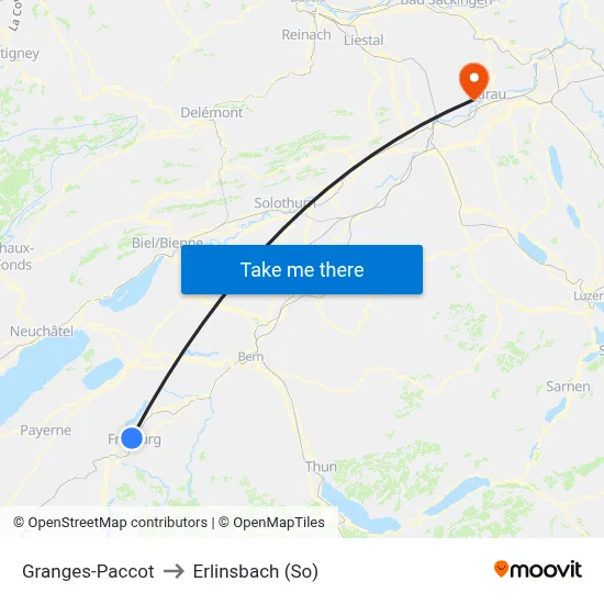 Granges-Paccot to Erlinsbach (So) map