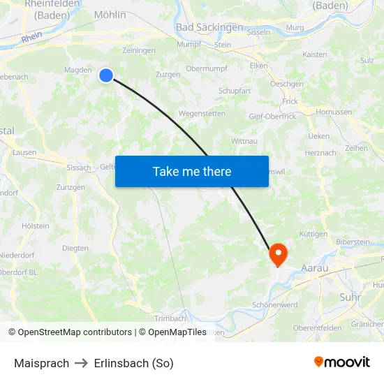 Maisprach to Erlinsbach (So) map