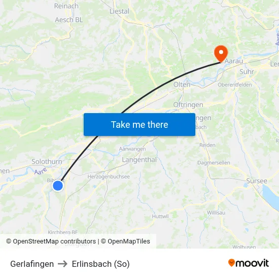 Gerlafingen to Erlinsbach (So) map