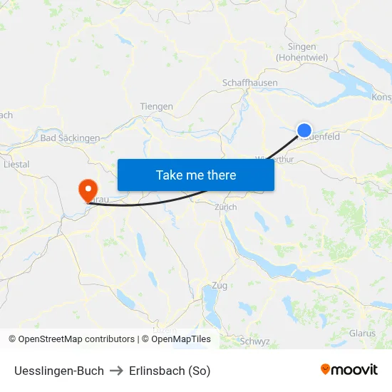 Uesslingen-Buch to Erlinsbach (So) map