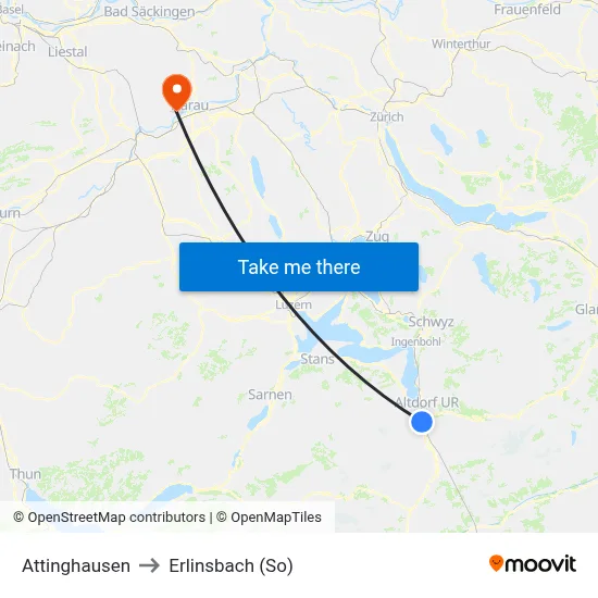 Attinghausen to Erlinsbach (So) map
