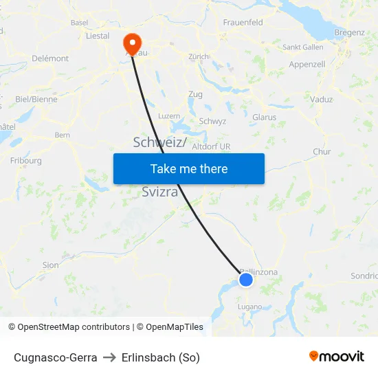 Cugnasco-Gerra to Erlinsbach (So) map