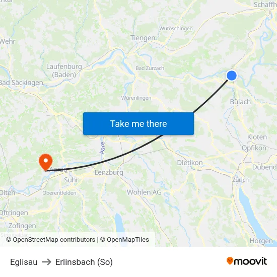 Eglisau to Erlinsbach (So) map