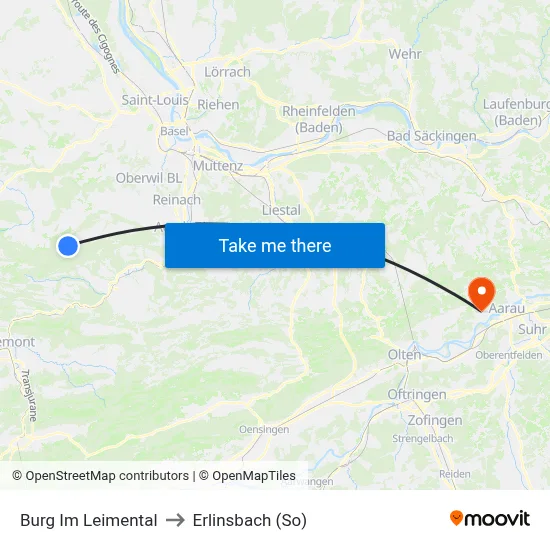 Burg Im Leimental to Erlinsbach (So) map