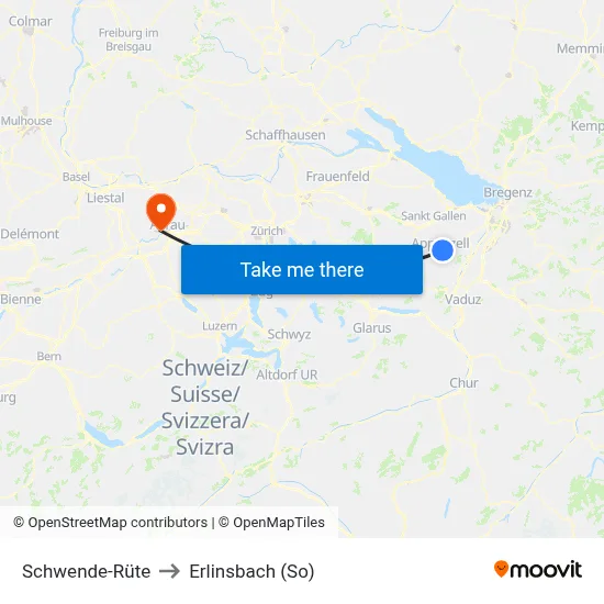 Schwende-Rüte to Erlinsbach (So) map