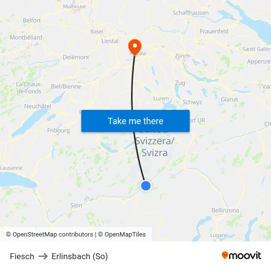 Fiesch to Erlinsbach (So) map