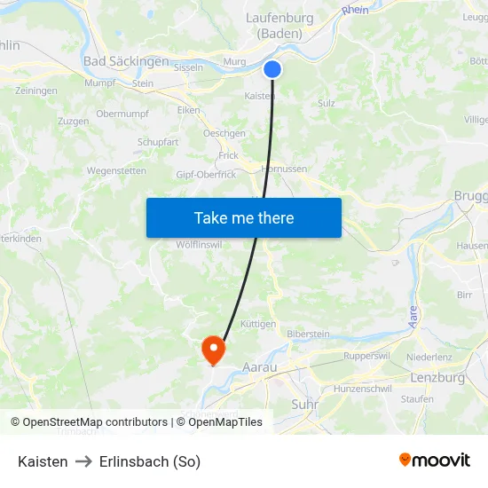Kaisten to Erlinsbach (So) map