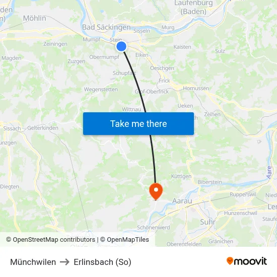 Münchwilen to Erlinsbach (So) map
