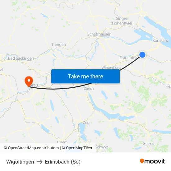 Wigoltingen to Erlinsbach (So) map