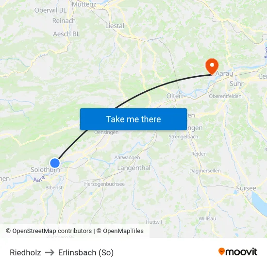 Riedholz to Erlinsbach (So) map