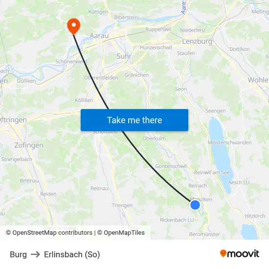 Burg to Erlinsbach (So) map