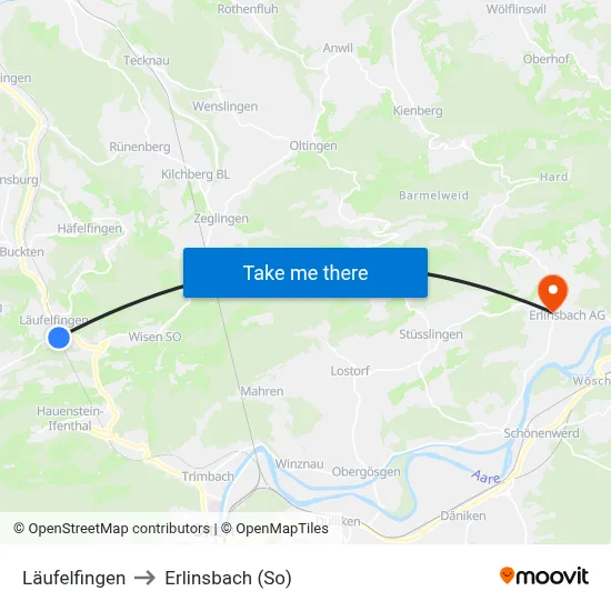 Läufelfingen to Erlinsbach (So) map