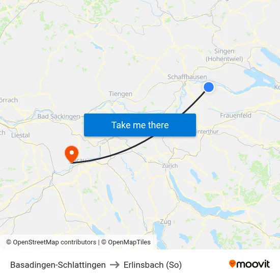 Basadingen-Schlattingen to Erlinsbach (So) map