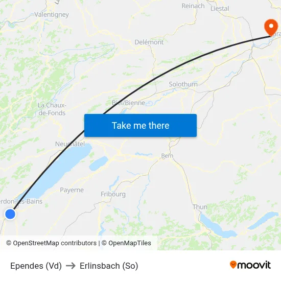 Ependes (Vd) to Erlinsbach (So) map